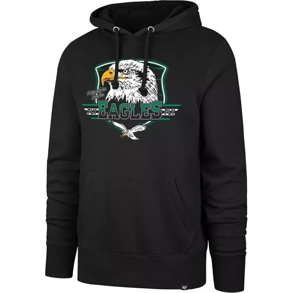 '47 Brand NFL Philadelphia Eagles Head Pullover Hoodie Fly Black Mens Size L